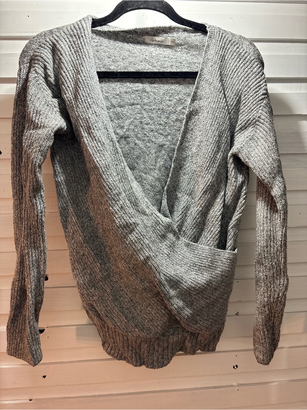 Soft Wrap Front Women's Sweater - Gray